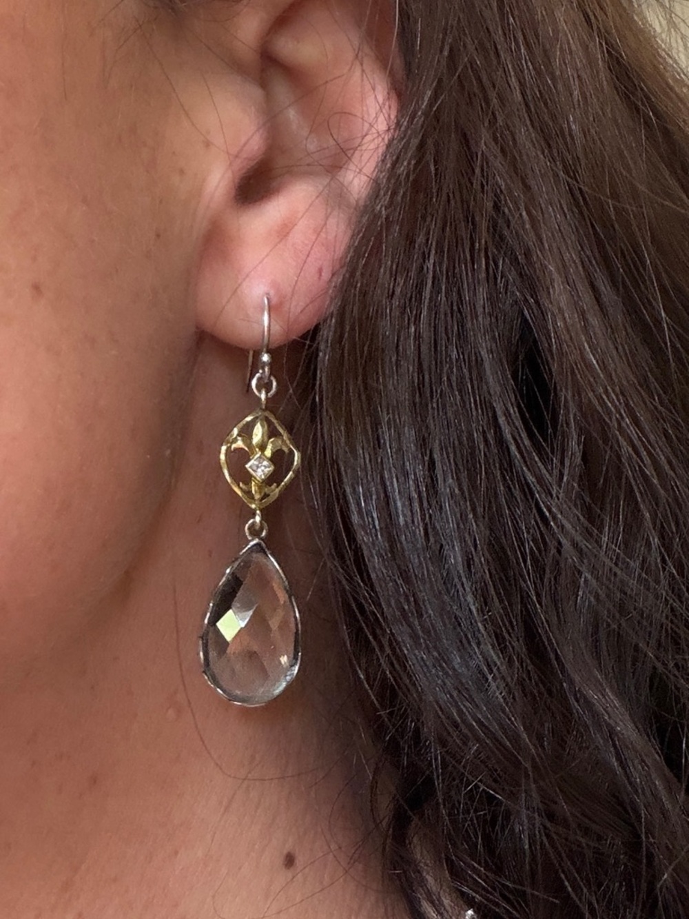 Silpada Fleur de Lis Teardrop Dangle Earrings